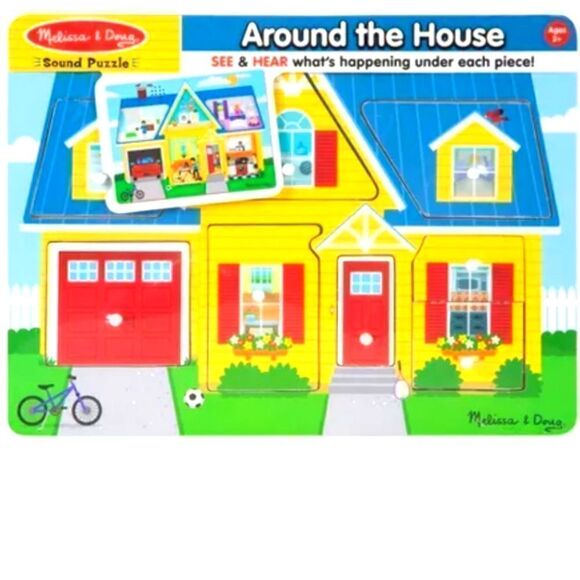 NIP MELISSA AND DOUG AROUND THE HOUSE SOUND PUZZLE 8 PIECES - Picture 1 of 4